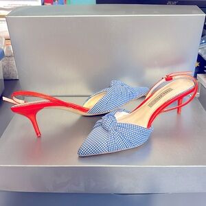 Zara Basics, sling back. Royal blue and white